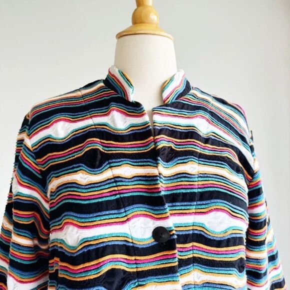 ANDRIA LIEU Funky Textured Knit Multicolor Cardigan  L - Picture 2 of 6